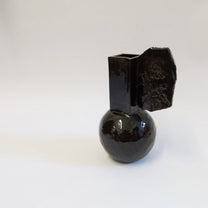 Korean Ceramic Rectangular Column Vase in Black