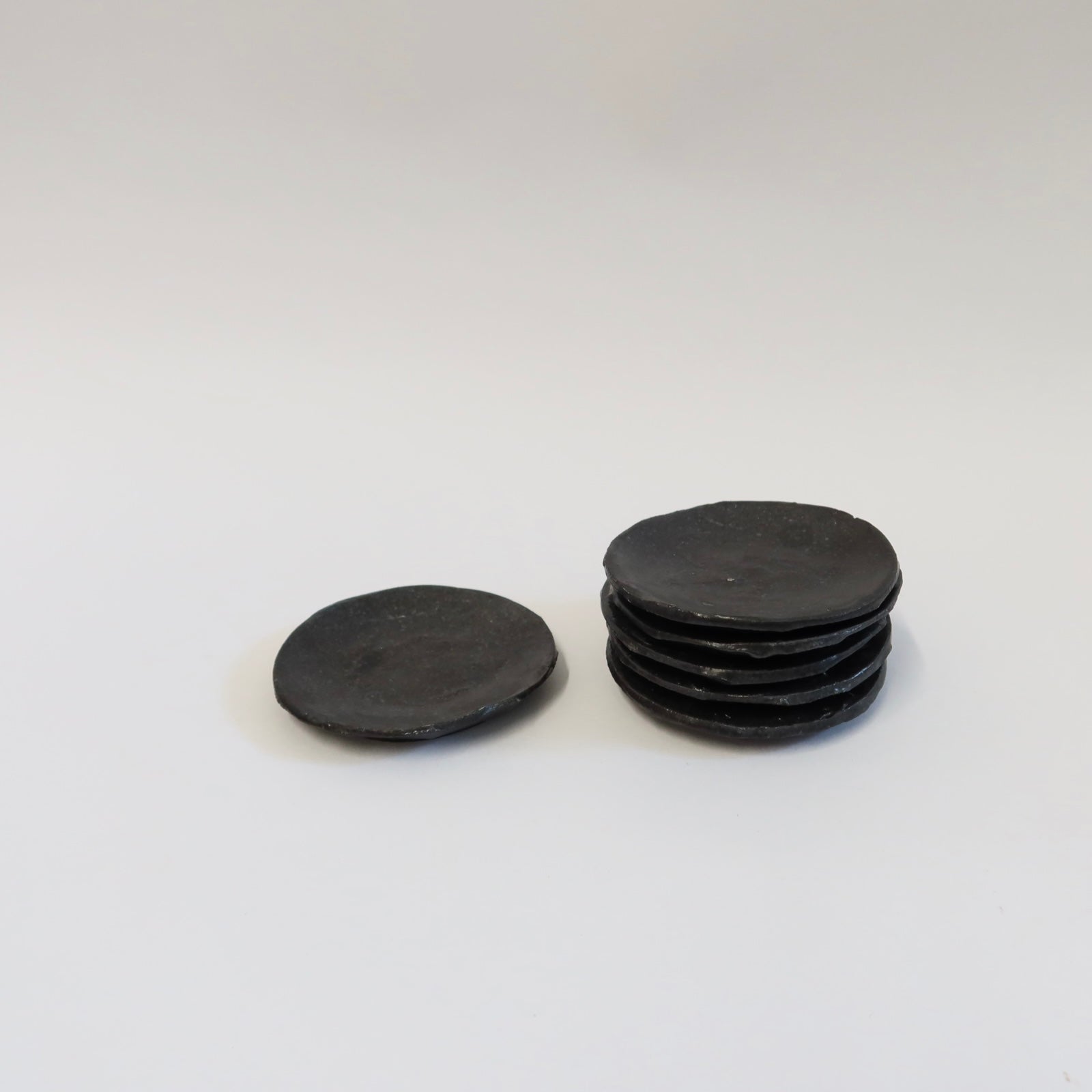 Korean Black-Glazed Mini Teacup Saucer/Round Plate
