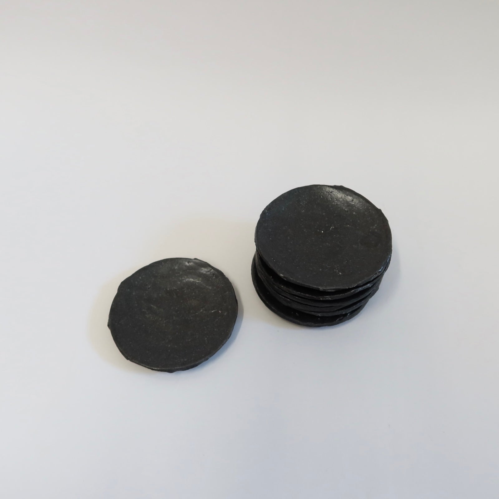 Korean Black-Glazed Mini Teacup Saucer/Round Plate