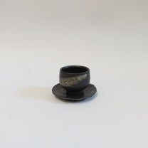 Korean Black-Glazed Mini Teacup Saucer/Round Plate