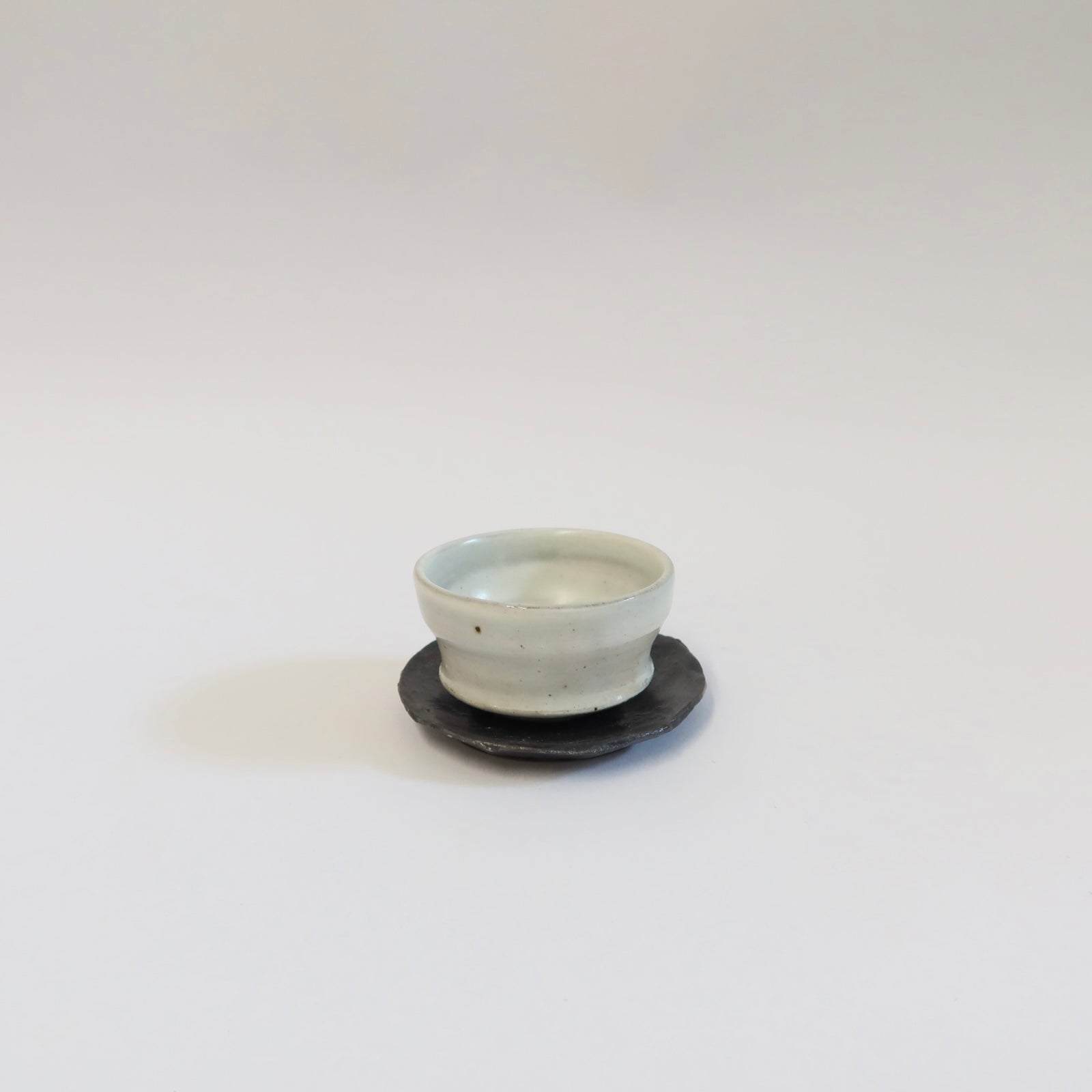Korean Black-Glazed Mini Teacup Saucer/Round Plate