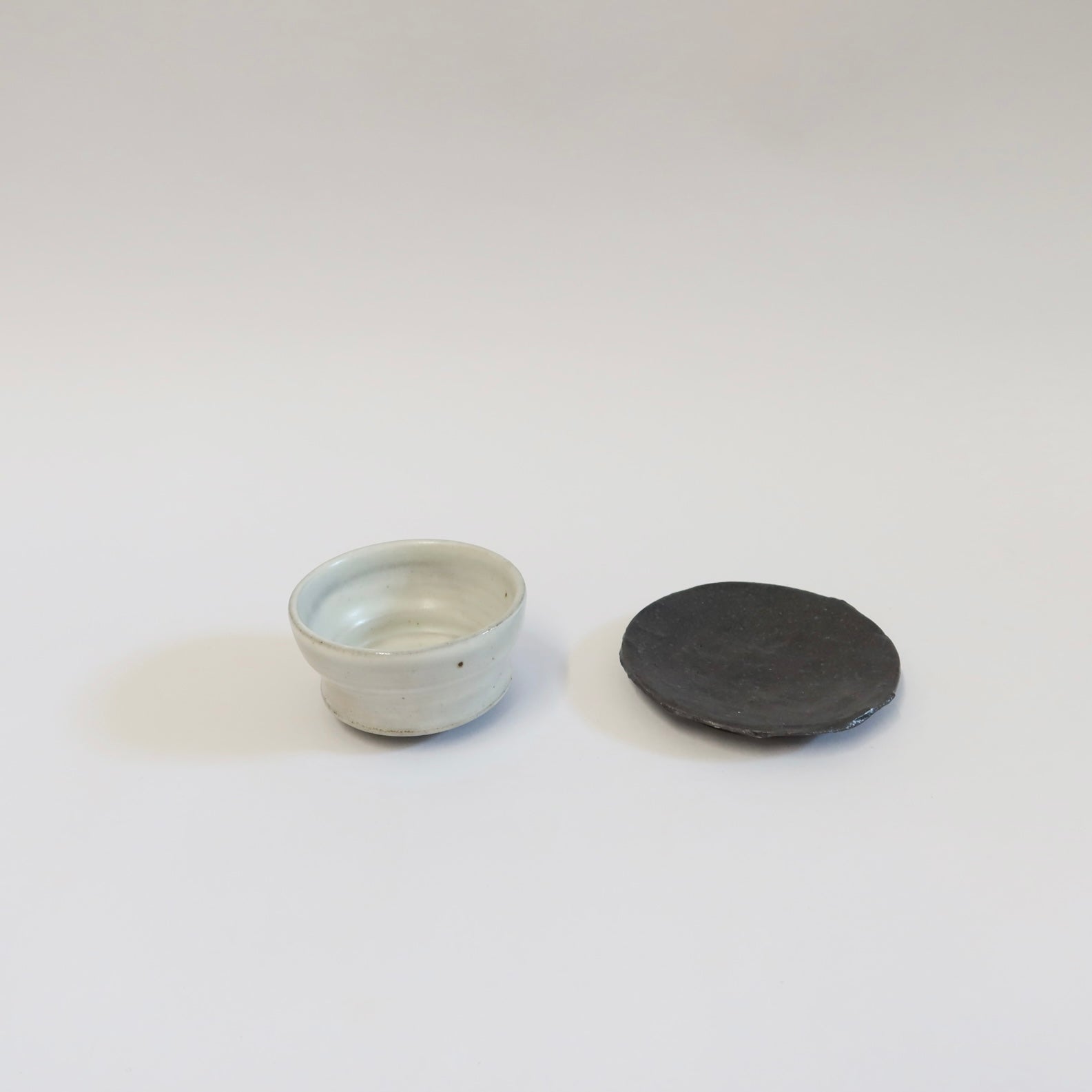 Korean Black-Glazed Mini Teacup Saucer/Round Plate