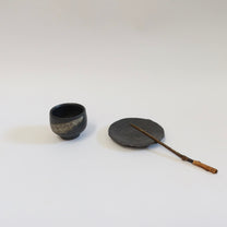 Korean Black-Glazed Mini Teacup Saucer/Round Plate