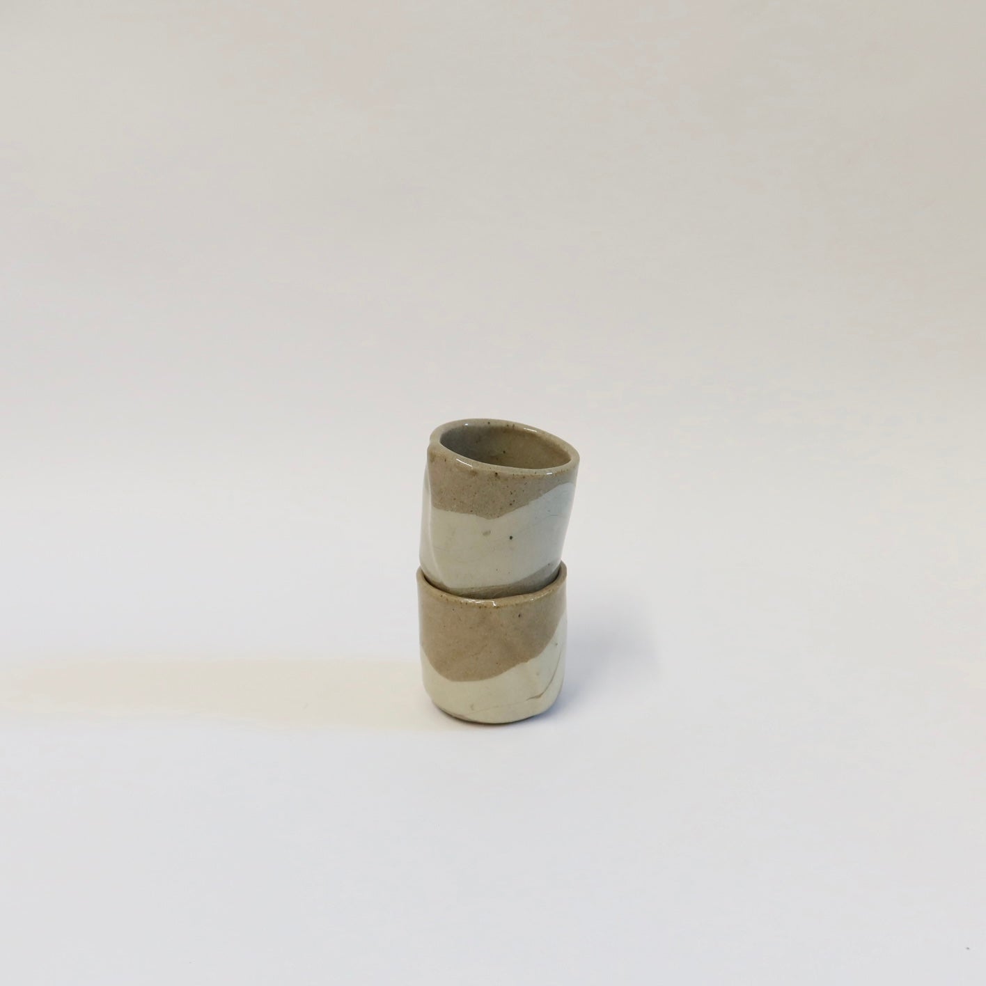 Japanese Shigaraki Tara Tara (たらたら) Mini Tea Cups, Two as a Set