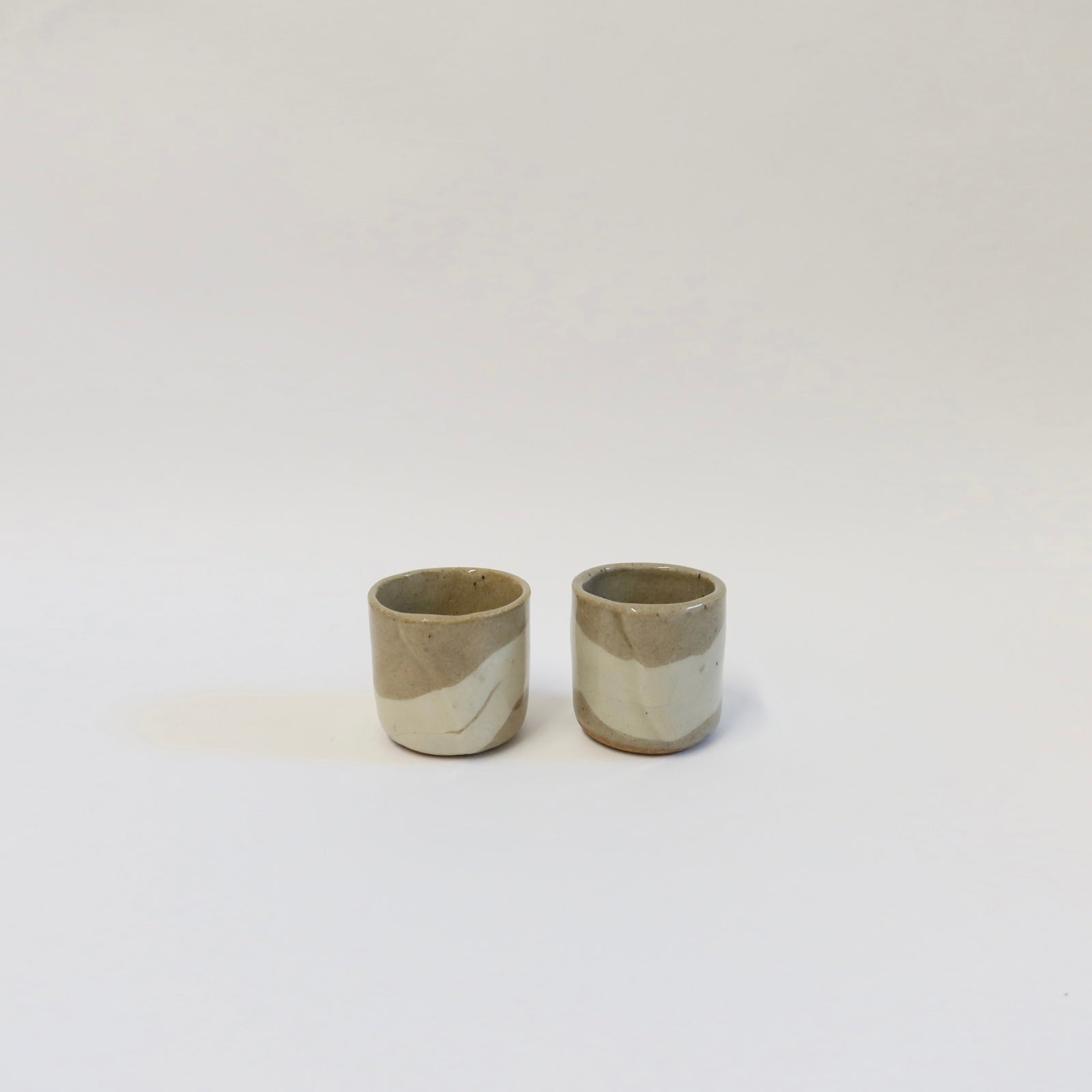 Japanese Shigaraki Tara Tara (たらたら) Mini Tea Cups, Two as a Set