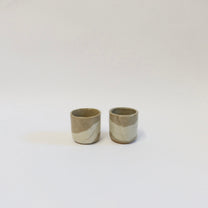Japanese Shigaraki Tara Tara (たらたら) Mini Tea Cups, Two as a Set
