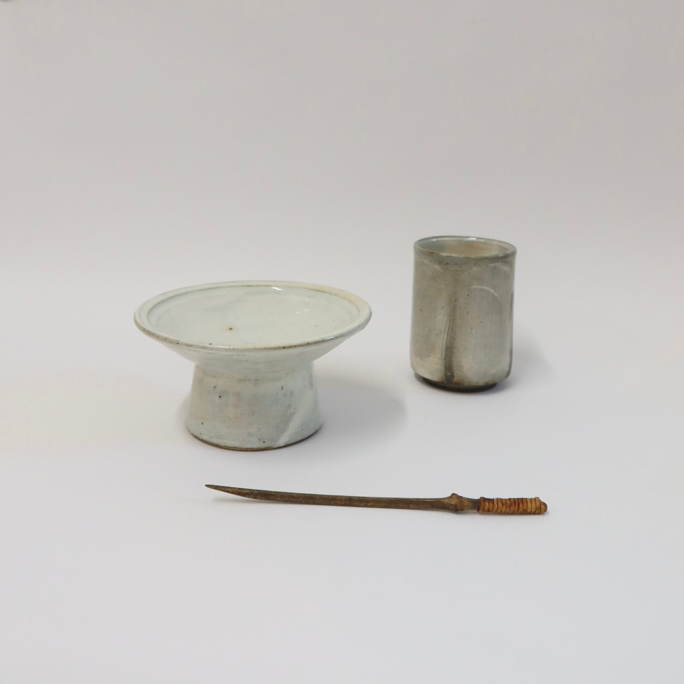 Korean Buncheong Ceramic Cup, Open Field Scenery