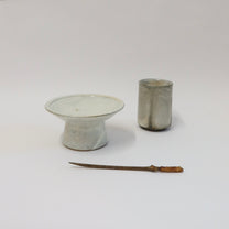 Korean Buncheong Ceramic Cup, Open Field Scenery