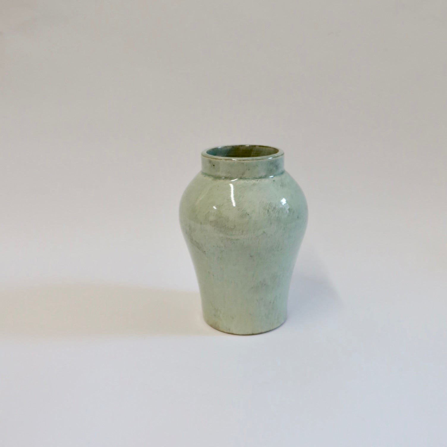 Korean Celadon Long Hangari Vase, H 5"