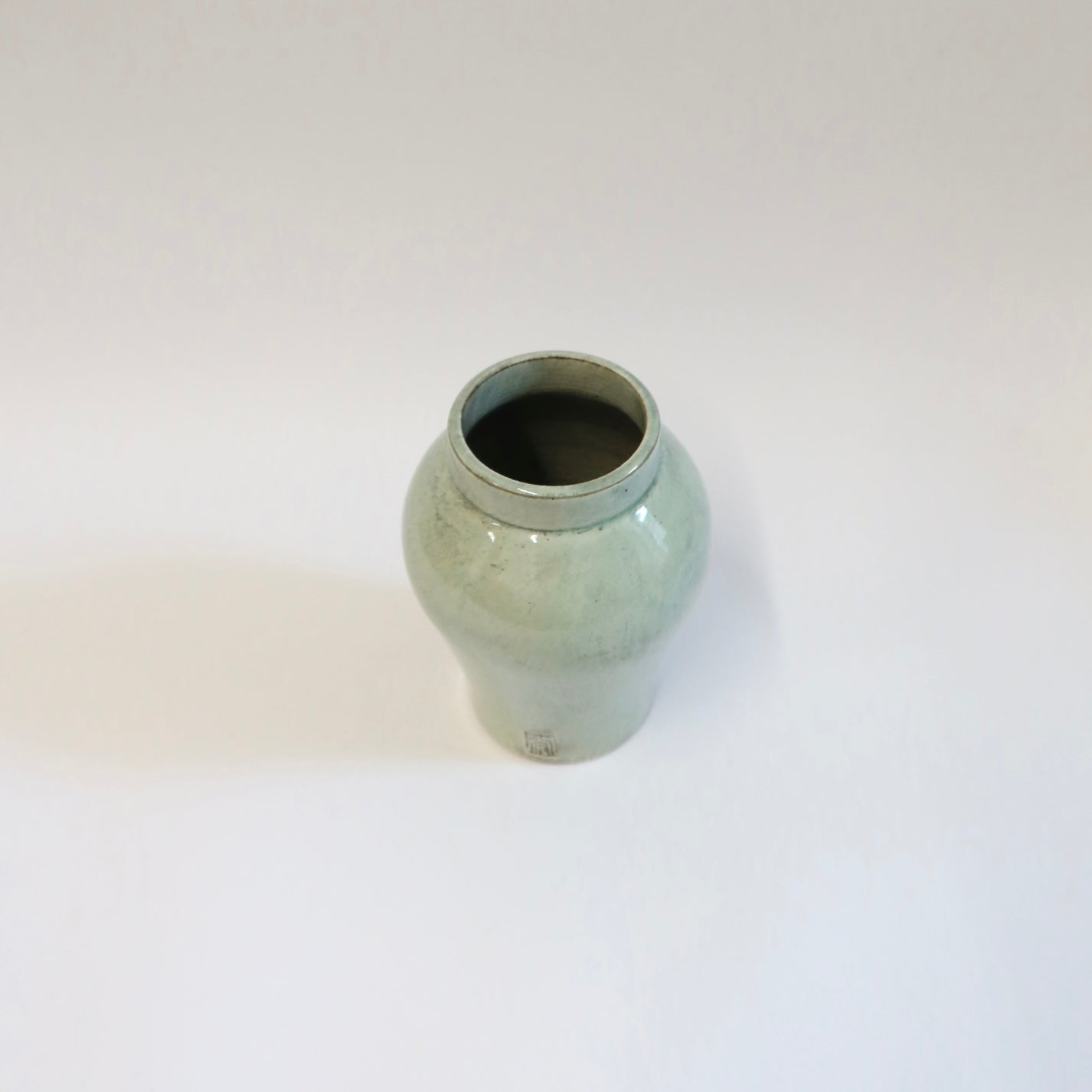 Korean Celadon Long Hangari Vase, H 5"