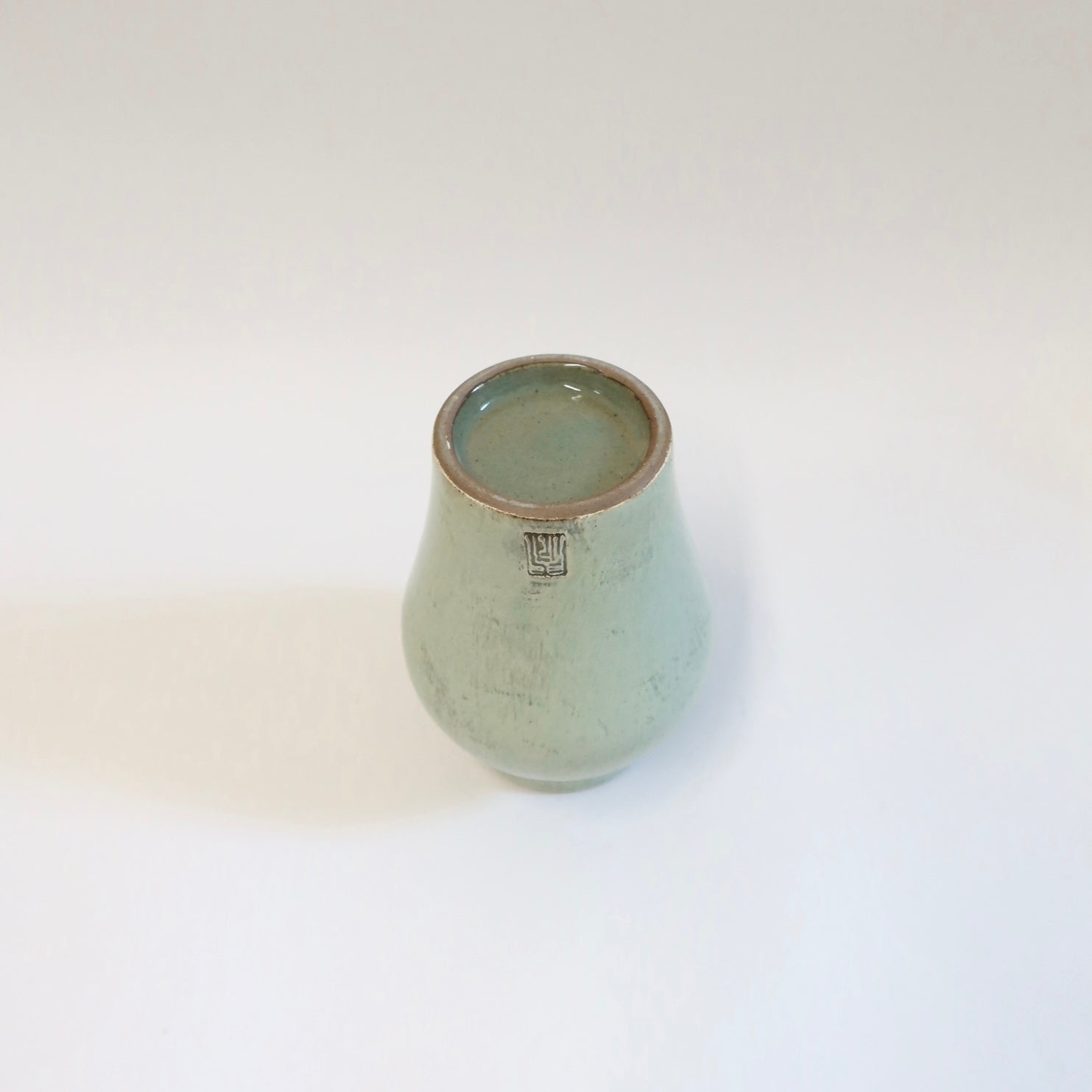 Korean Celadon Long Hangari Vase, H 5"