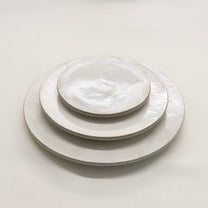 Korean Guiyal Buncheong Low-Footed Moon Plates, 3 Sizes