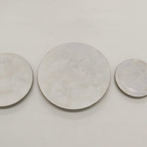 Korean Guiyal Buncheong Low-Footed Moon Plates, 3 Sizes