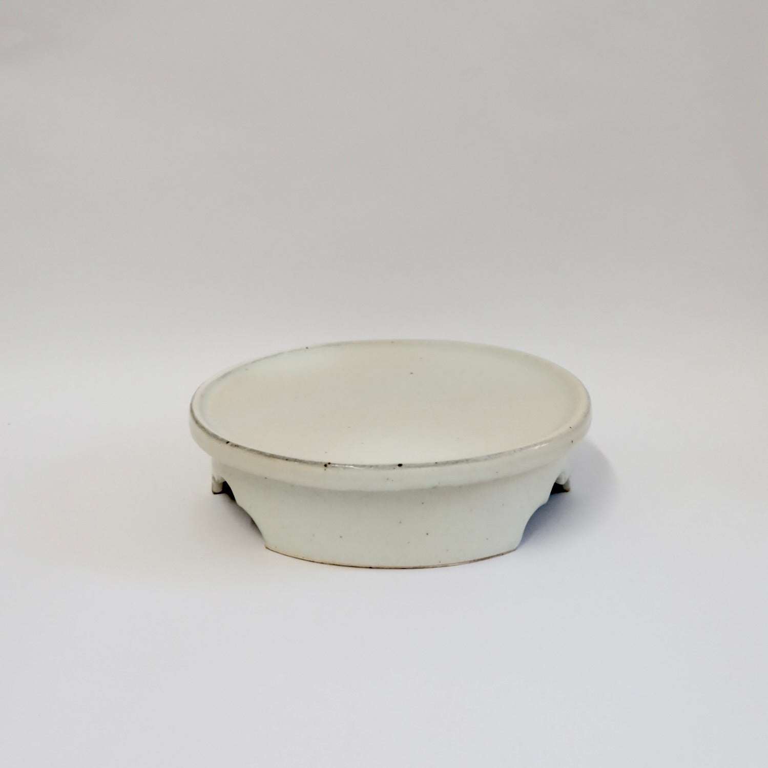 Korean Buncheong Ceramic High-Footed Round Tea Tray