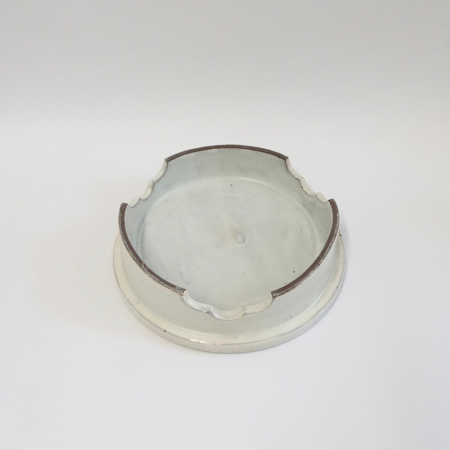 Korean Buncheong Ceramic High-Footed Round Tea Tray