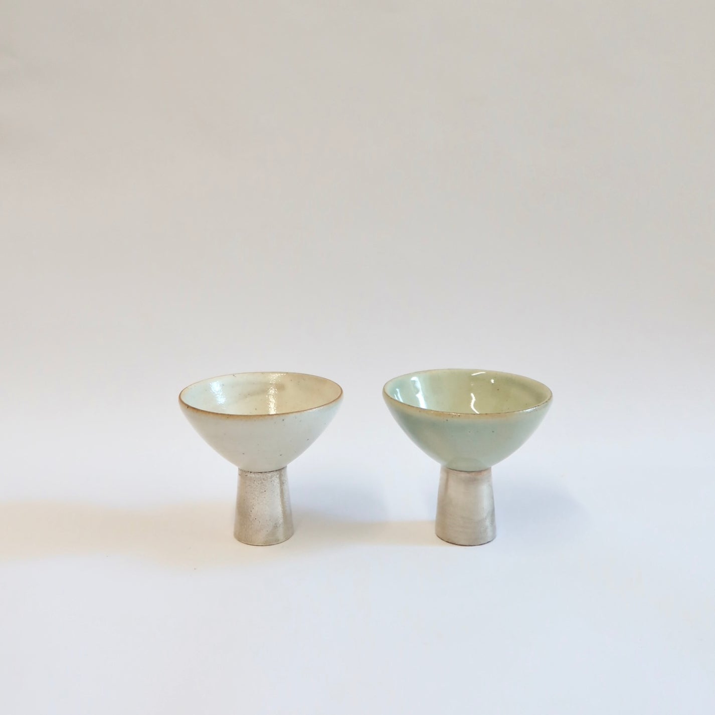 Korean Buncheong Ceramic Silver-Footed Cup Set