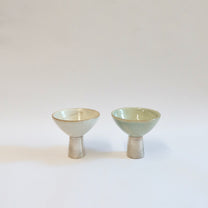 Korean Buncheong Ceramic Silver-Footed Cup Set
