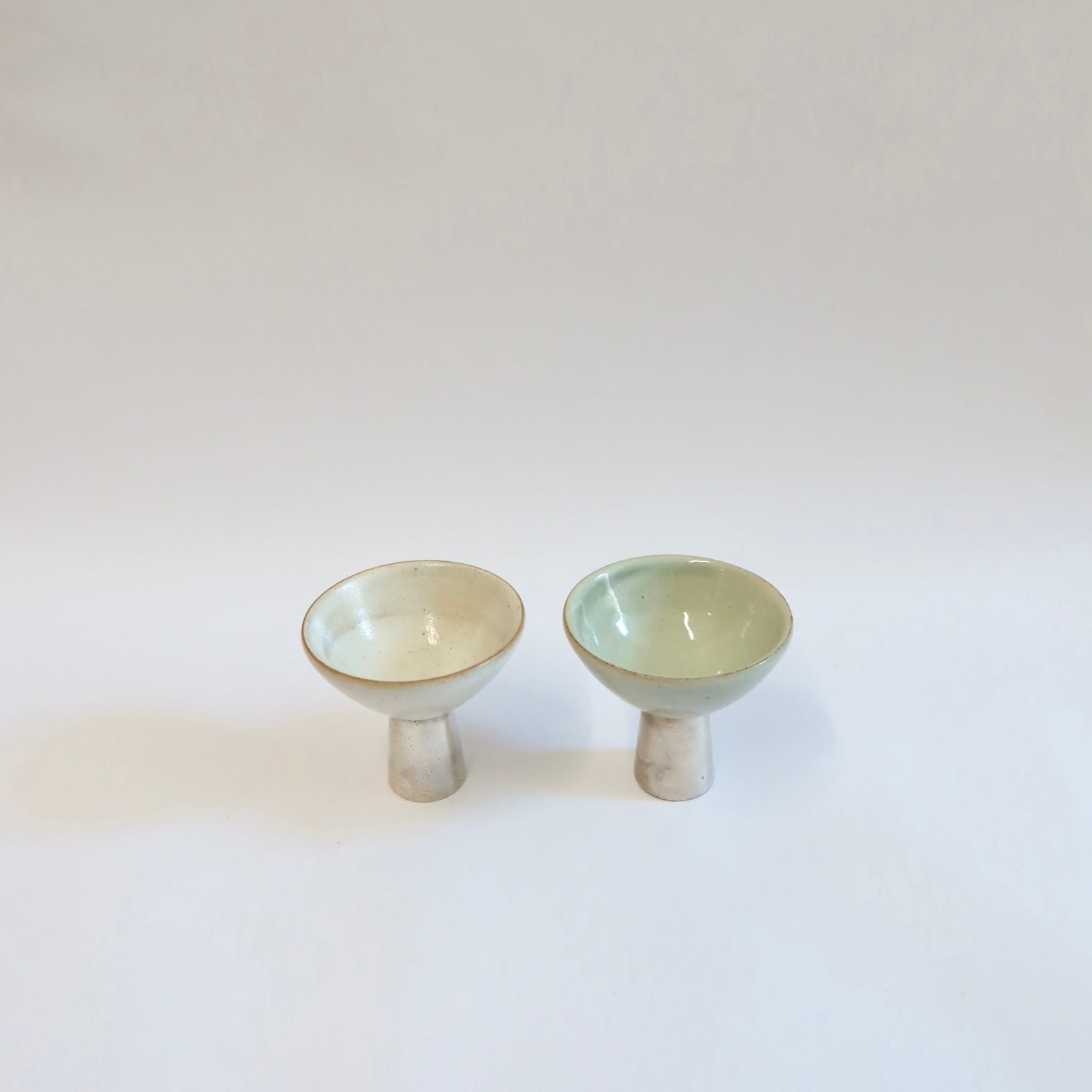Korean Buncheong Ceramic Silver-Footed Cup Set