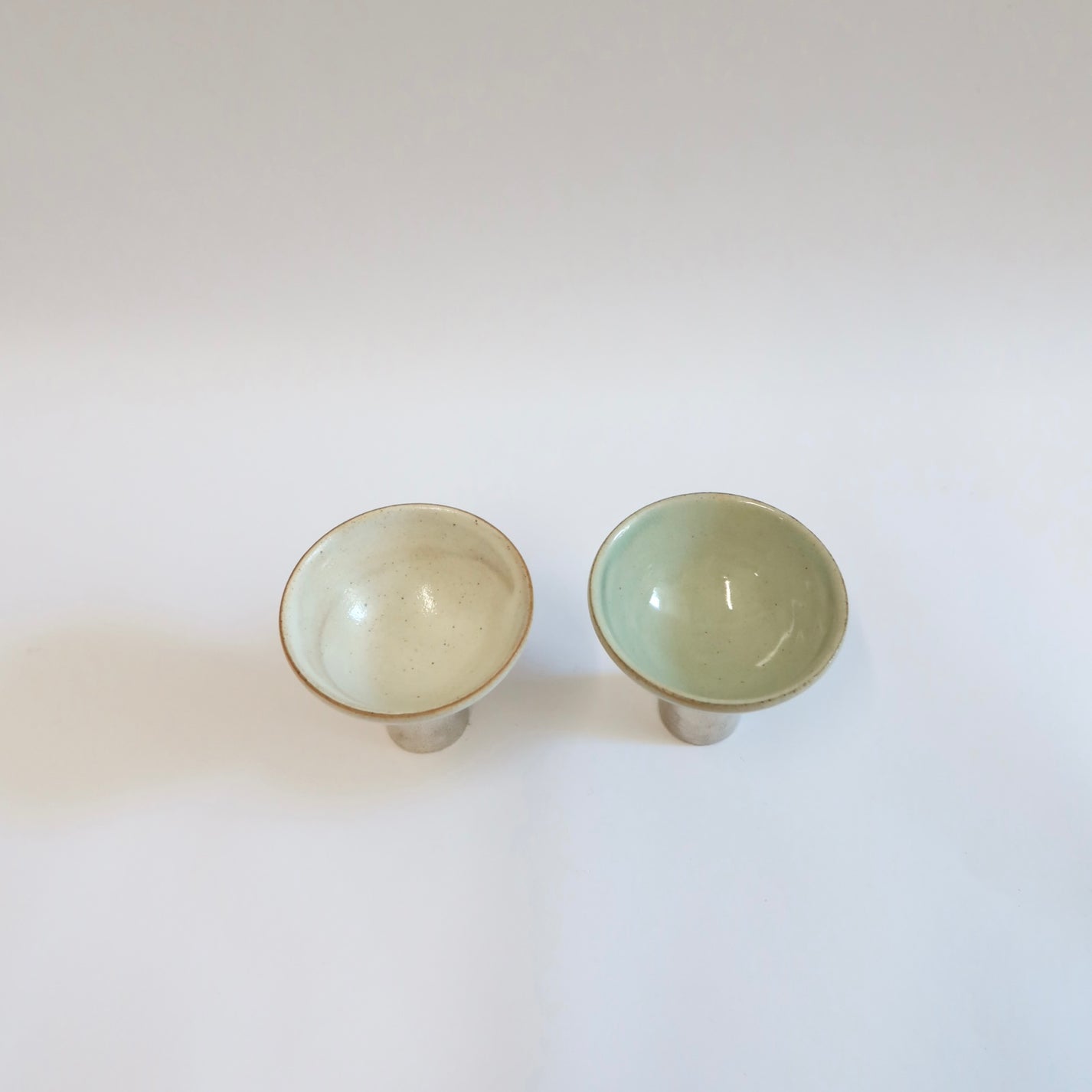 Korean Buncheong Ceramic Silver-Footed Cup Set