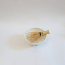 Korean Wood-Fired Porcelain Spouted Matcha Bowl with Bird Motif