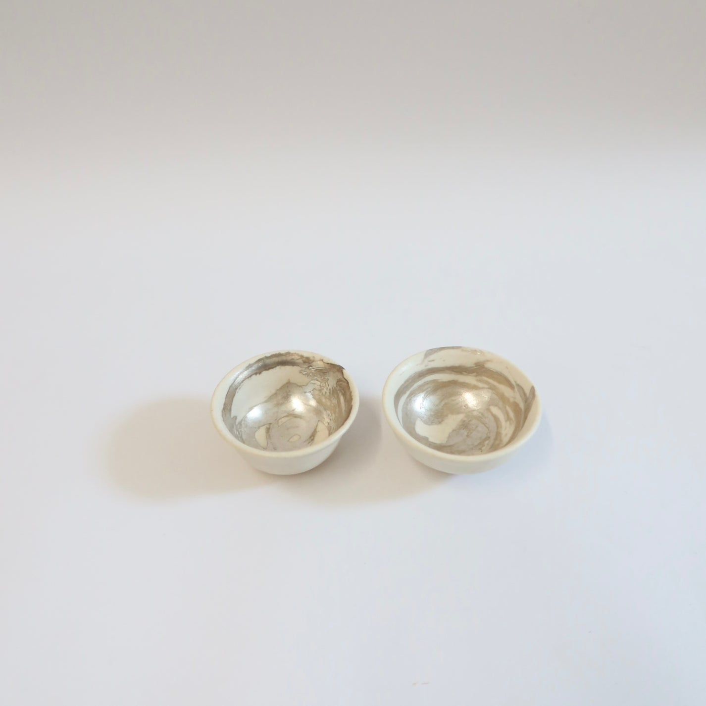 Japanese Ceramic Tea Cup with Silver Swirl