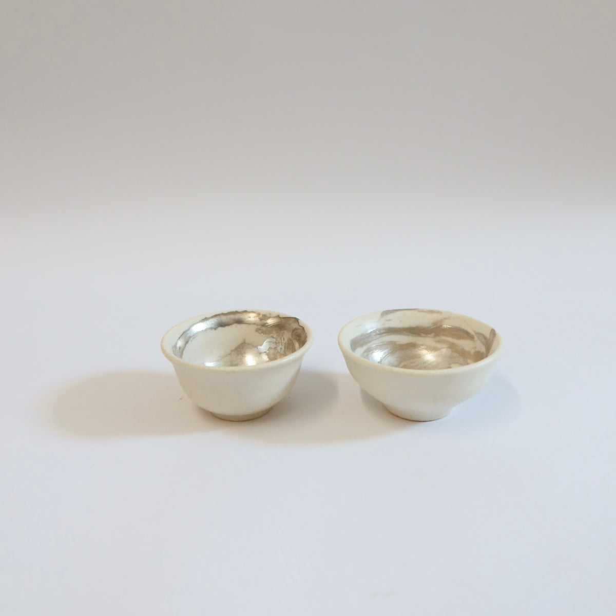 Japanese Ceramic Tea Cup with Silver Swirl