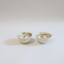 Japanese Ceramic Tea Cup with Silver Swirl