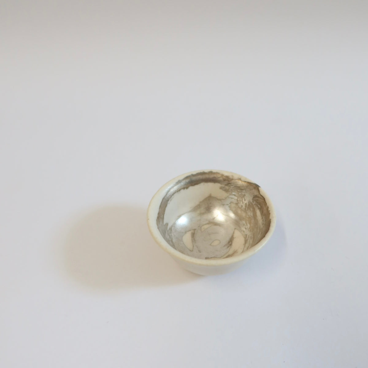 Japanese Ceramic Tea Cup with Silver Swirl
