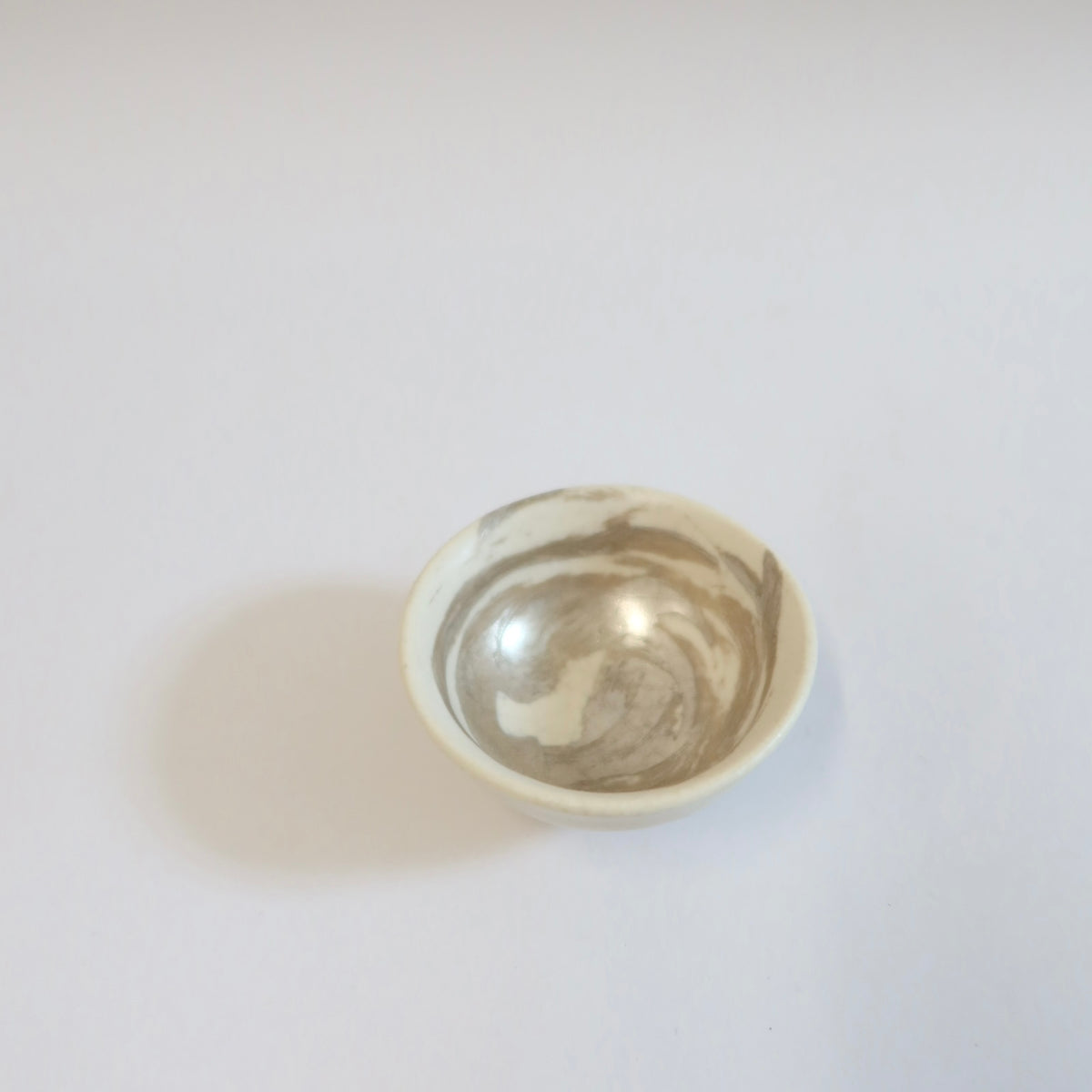 Japanese Ceramic Tea Cup with Silver Swirl
