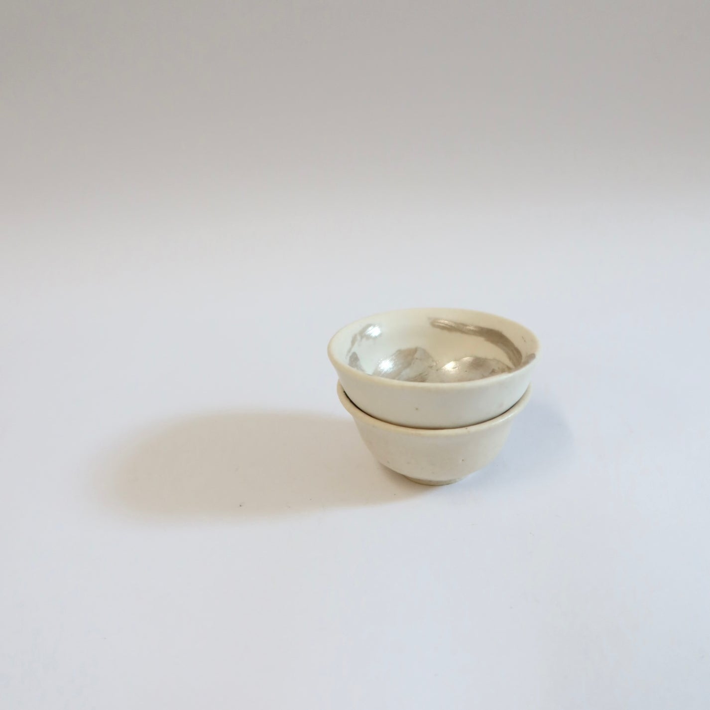 Japanese Ceramic Tea Cup with Silver Swirl