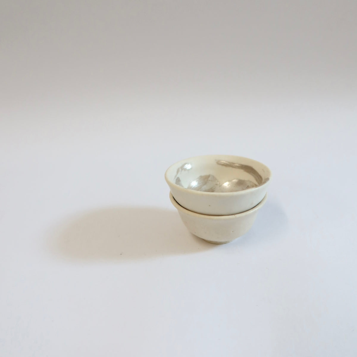 Japanese Ceramic Tea Cup with Silver Swirl