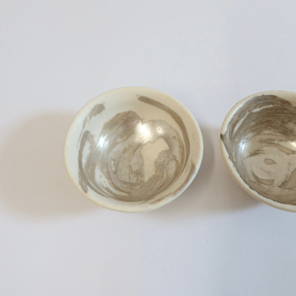 Japanese Ceramic Tea Cup with Silver Swirl