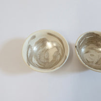 Japanese Ceramic Tea Cup with Silver Swirl