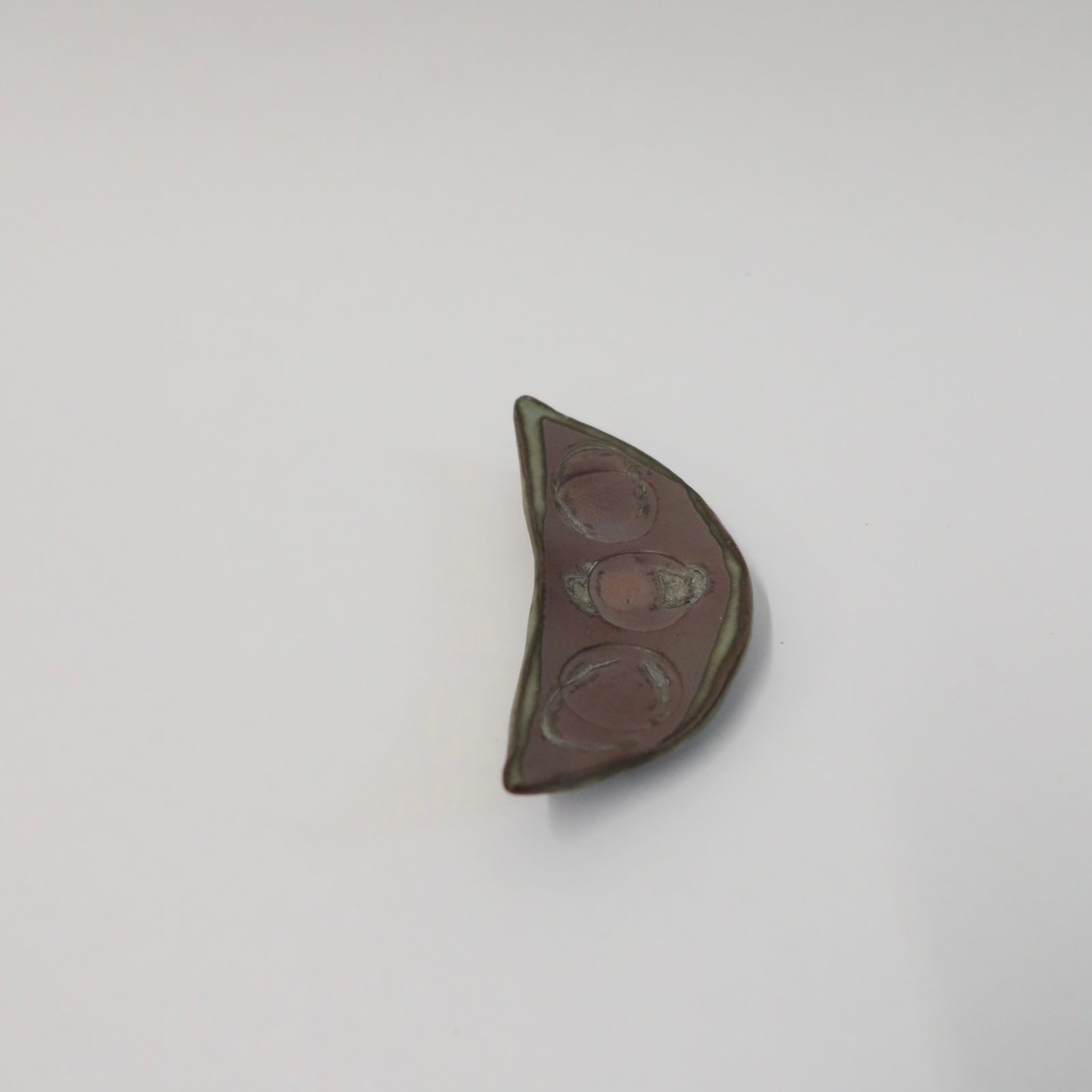 Japanese Ash-Glazed Ceramic Mame (Bean) Dish