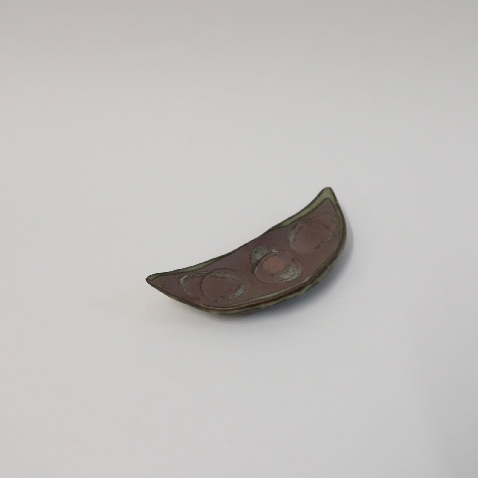 Japanese Ash-Glazed Ceramic Mame (Bean) Dish