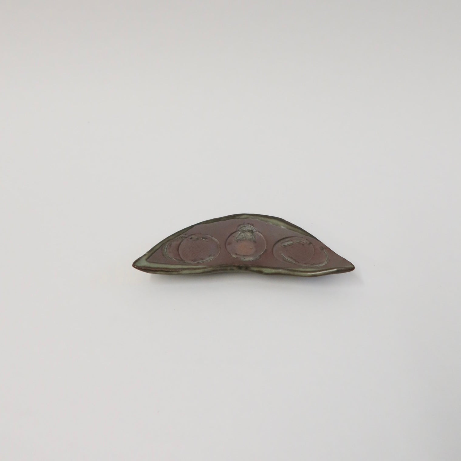 Japanese Ash-Glazed Ceramic Mame (Bean) Dish