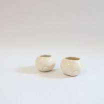 Japanese Raku Tsubo-tsubo Small Rounded Vessel, White
