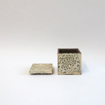 Korean Buncheong Ceramic Lidded Box with Chrysanthemum Motif