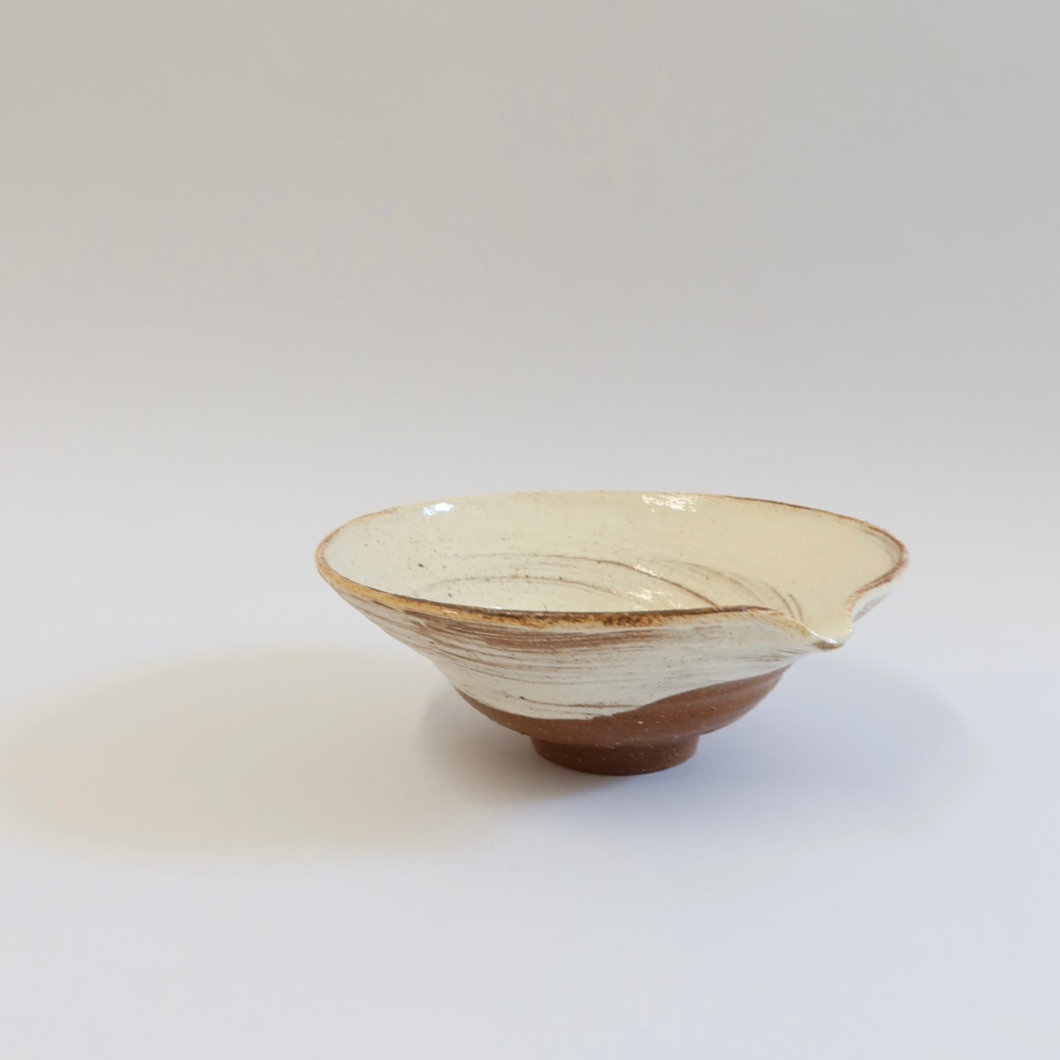 Korean Wood-fired Guiyal Buncheong Spouted Tea Bowl