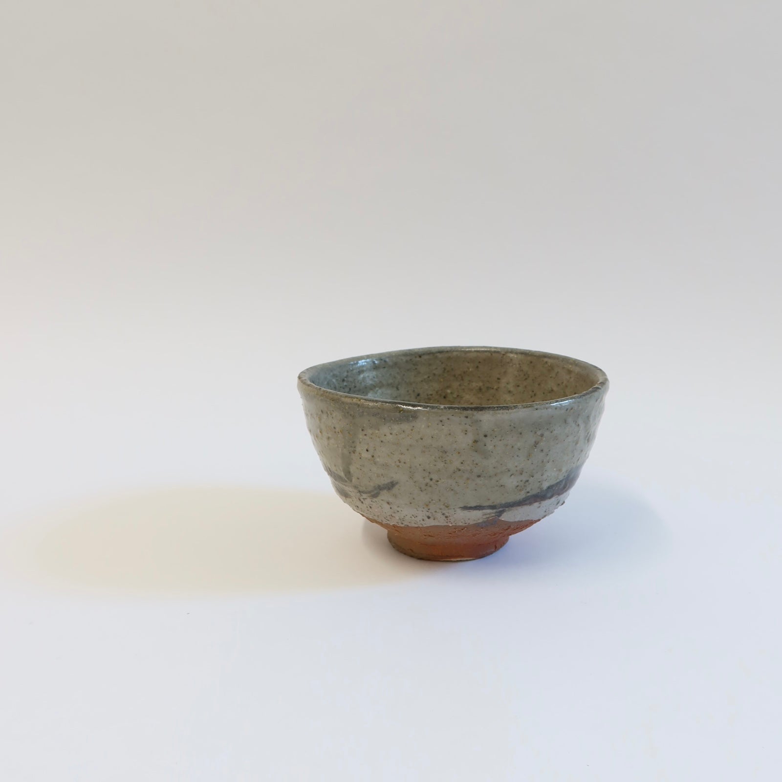 Japanese Shigaraki Ash-Glazed Tea Bowl with Brushwork
