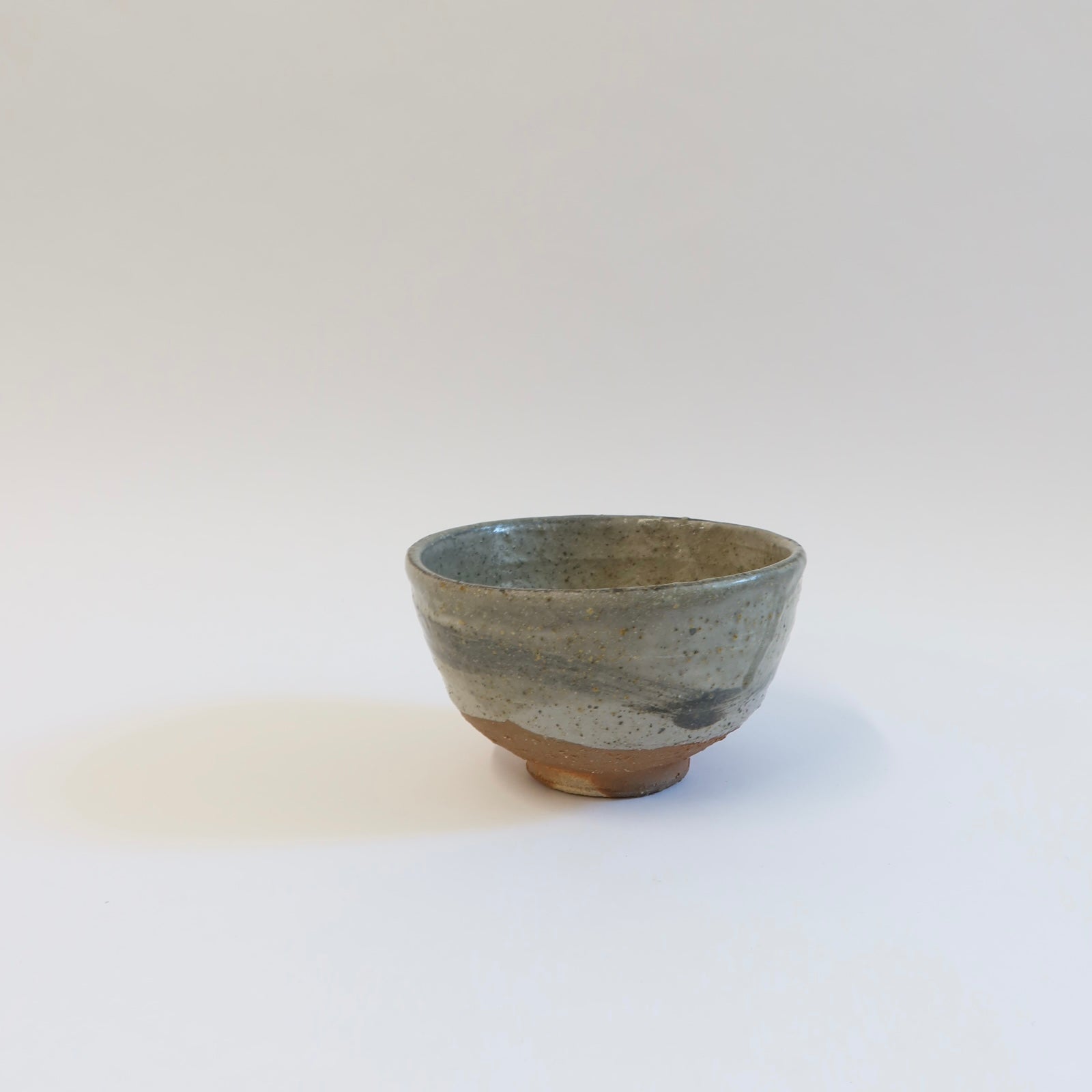 Japanese Shigaraki Ash-Glazed Tea Bowl with Brushwork