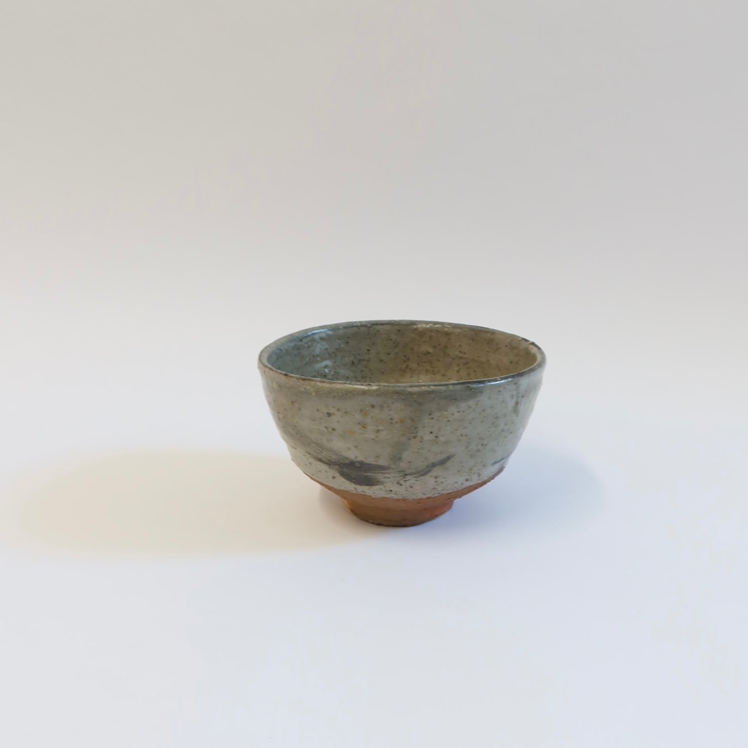 Japanese Shigaraki Ash-Glazed Tea Bowl with Brushwork