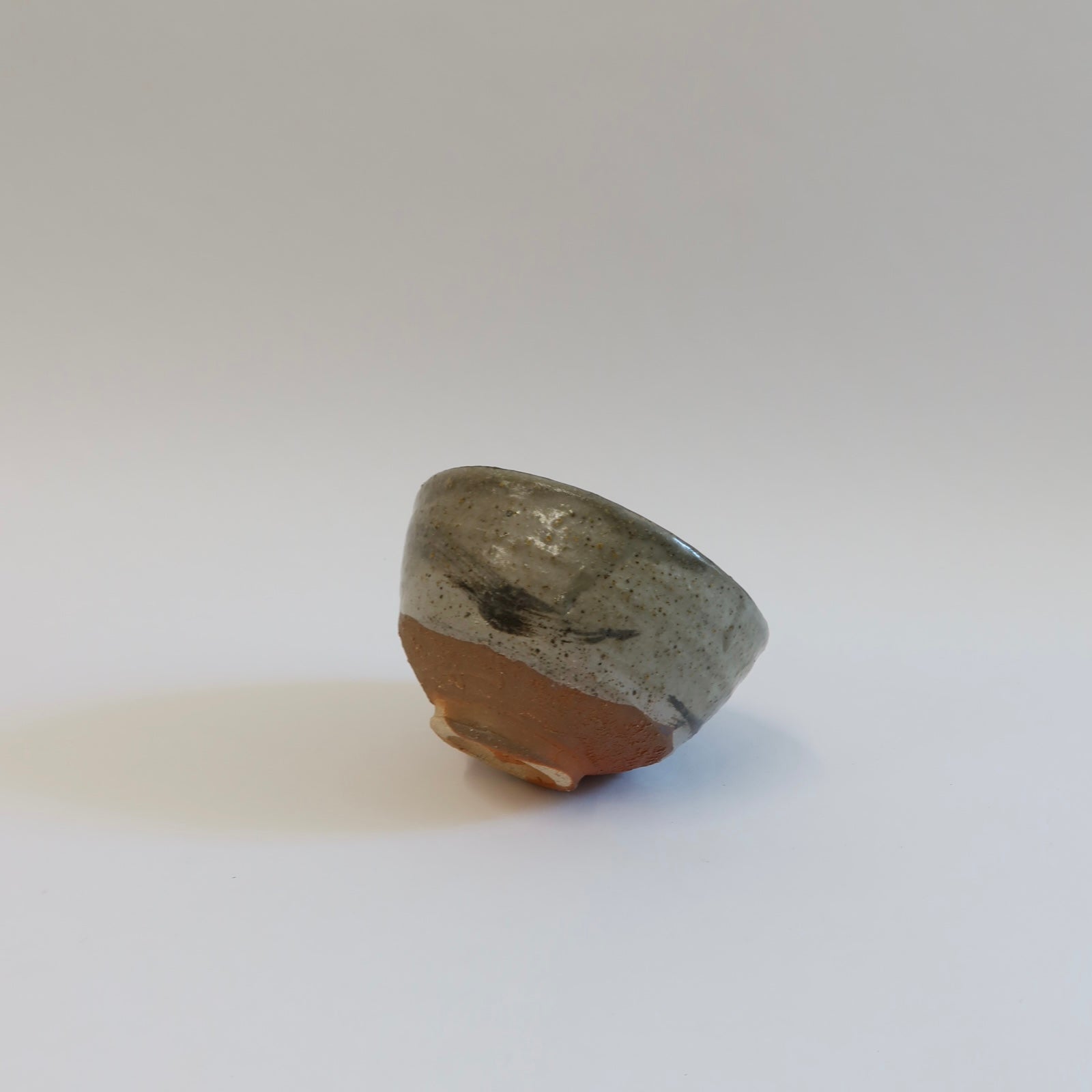 Japanese Shigaraki Ash-Glazed Tea Bowl with Brushwork