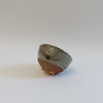 Japanese Shigaraki Ash-Glazed Tea Bowl with Brushwork