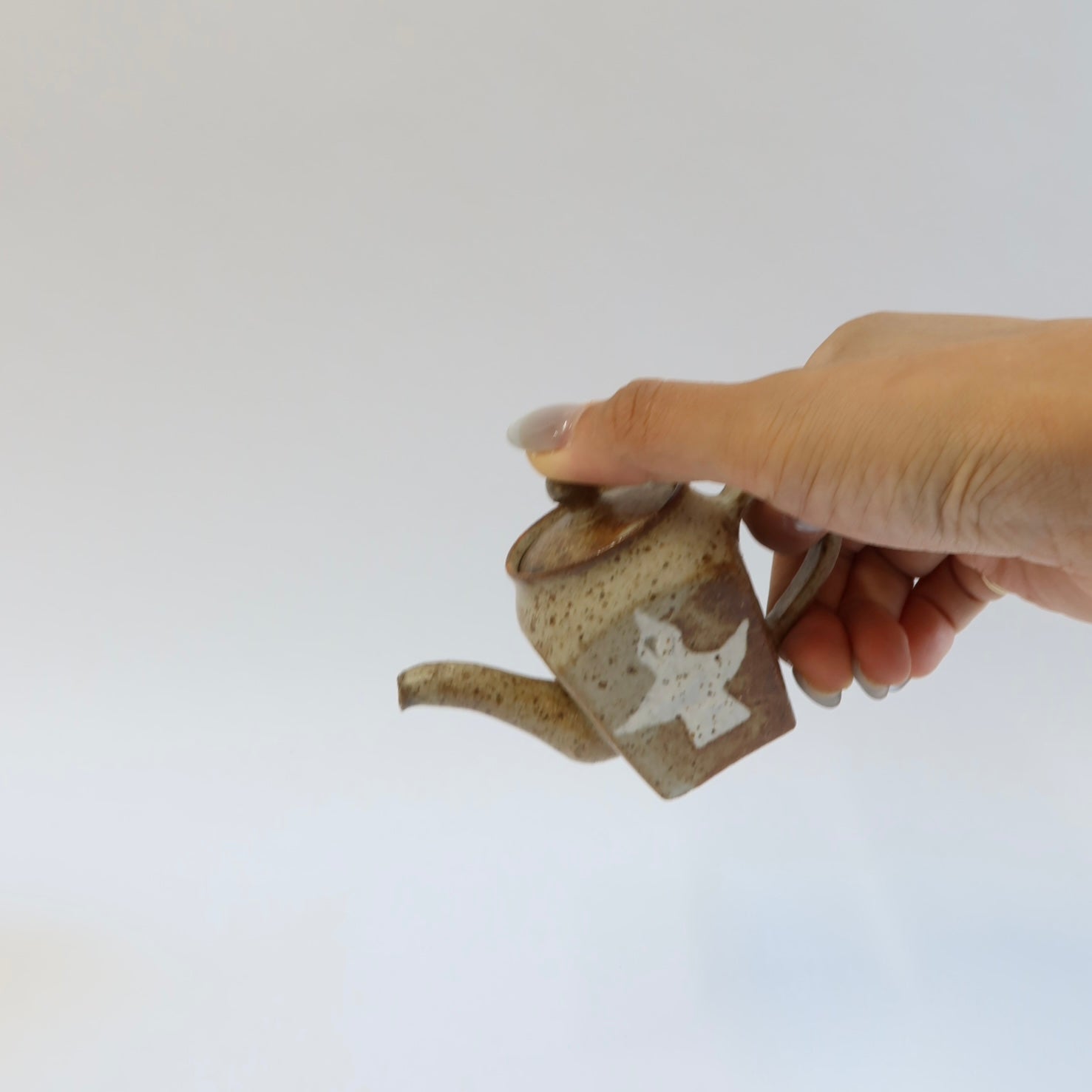 Korean Wood-Fired Sanggam Inlaid Bird Teapot
