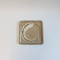 Japanese Square Ceramic Plate with Brushwork