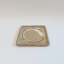 Japanese Square Ceramic Plate with Brushwork