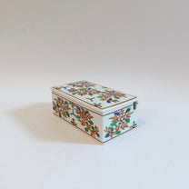 Japanese Porcelain Butter Crock, Flower and Foliage Motif