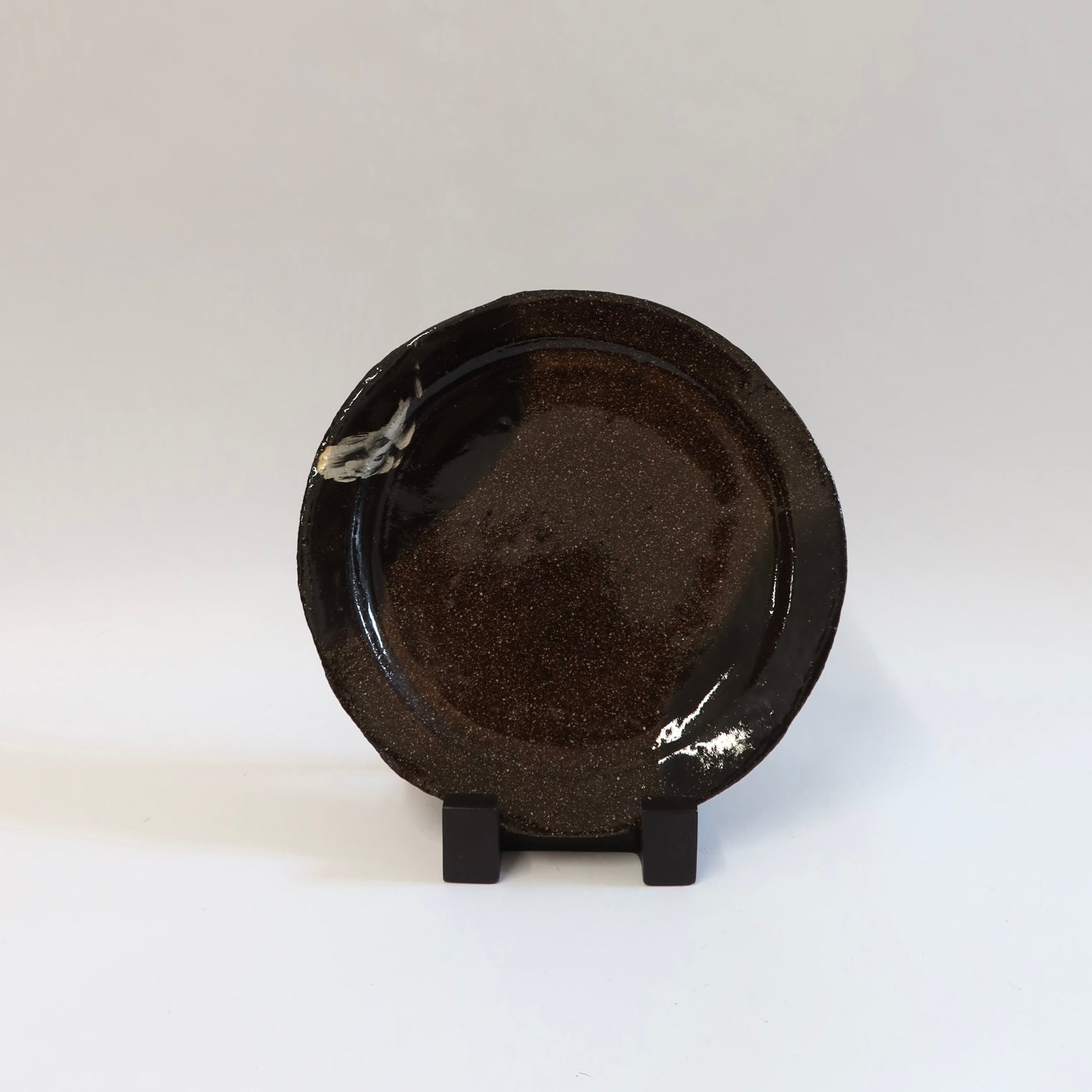 Japanese Silver Brush Shigaraki Plate