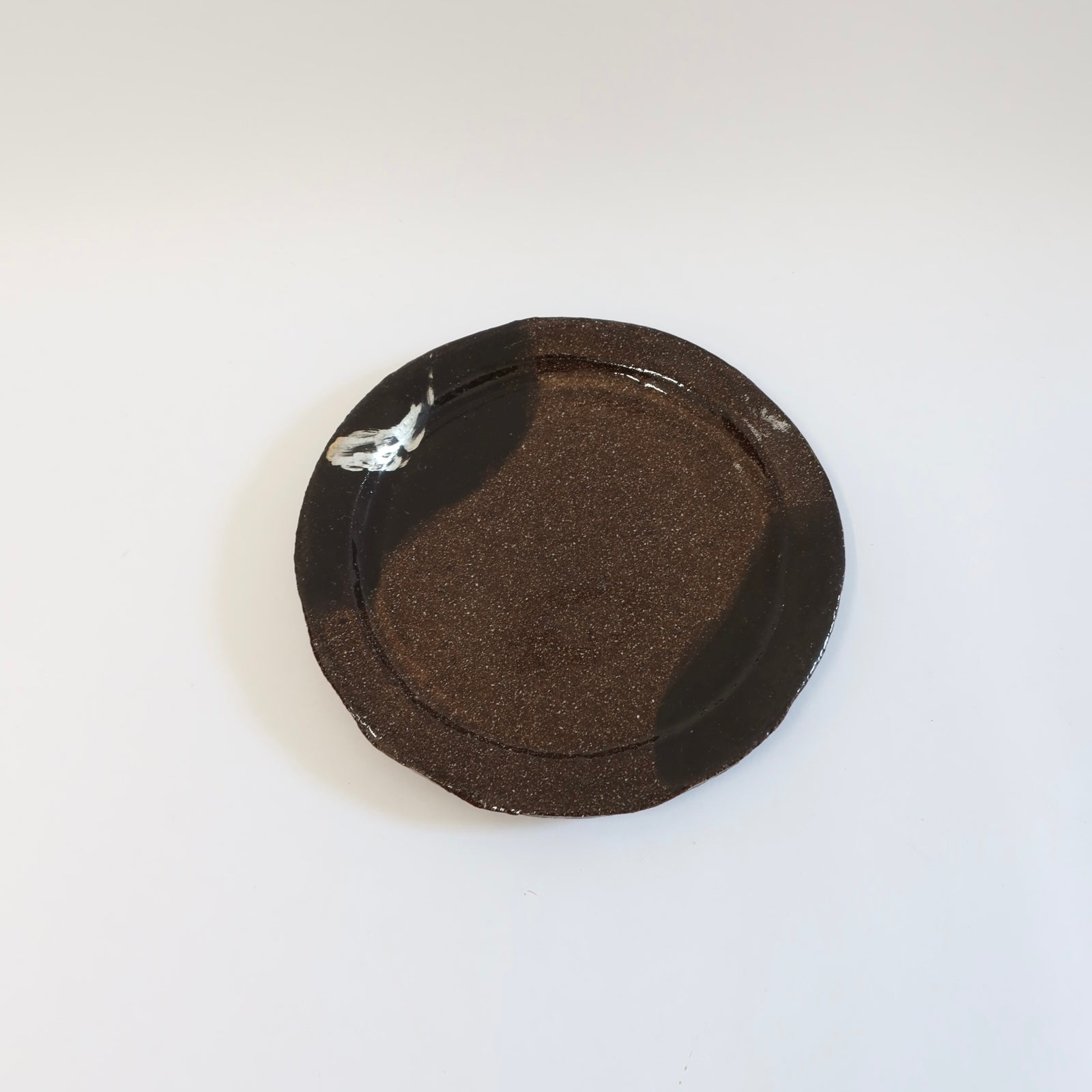 Japanese Silver Brush Shigaraki Plate